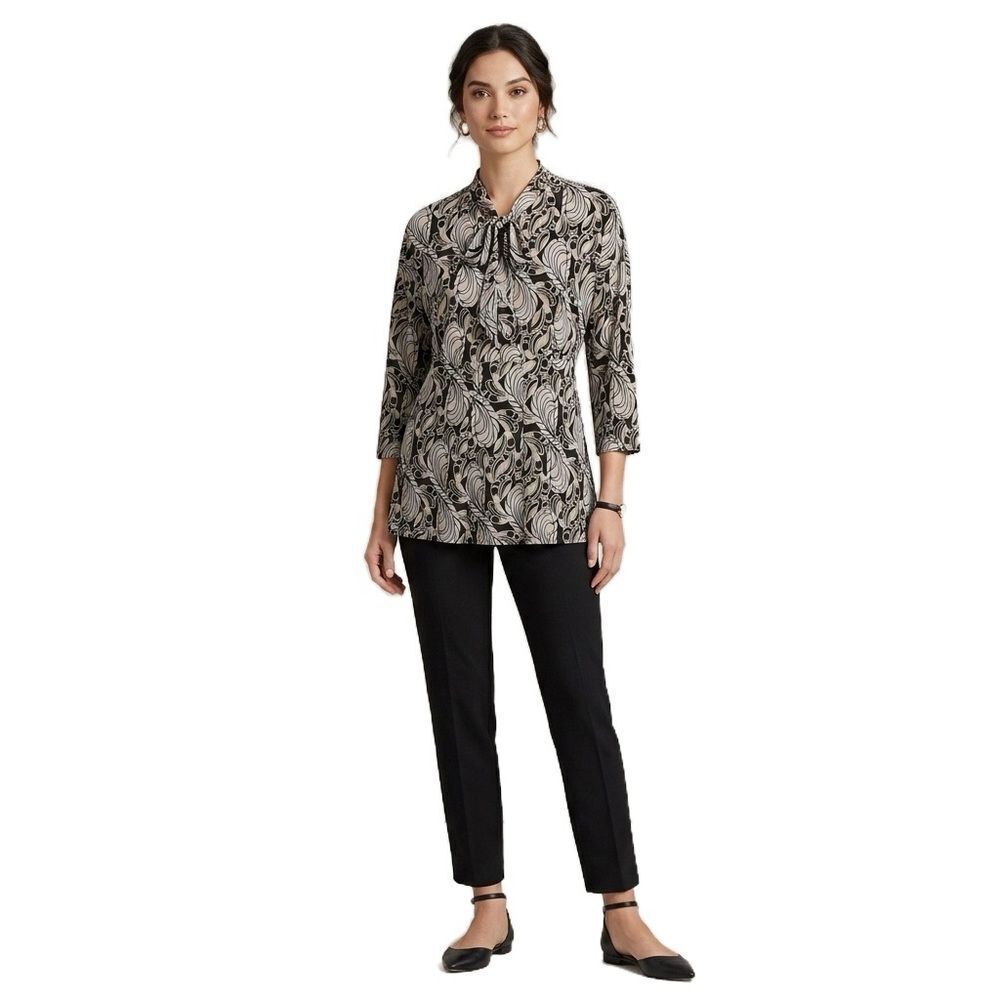 Nine West 100% Silk Abstract Paisley Print Blouse